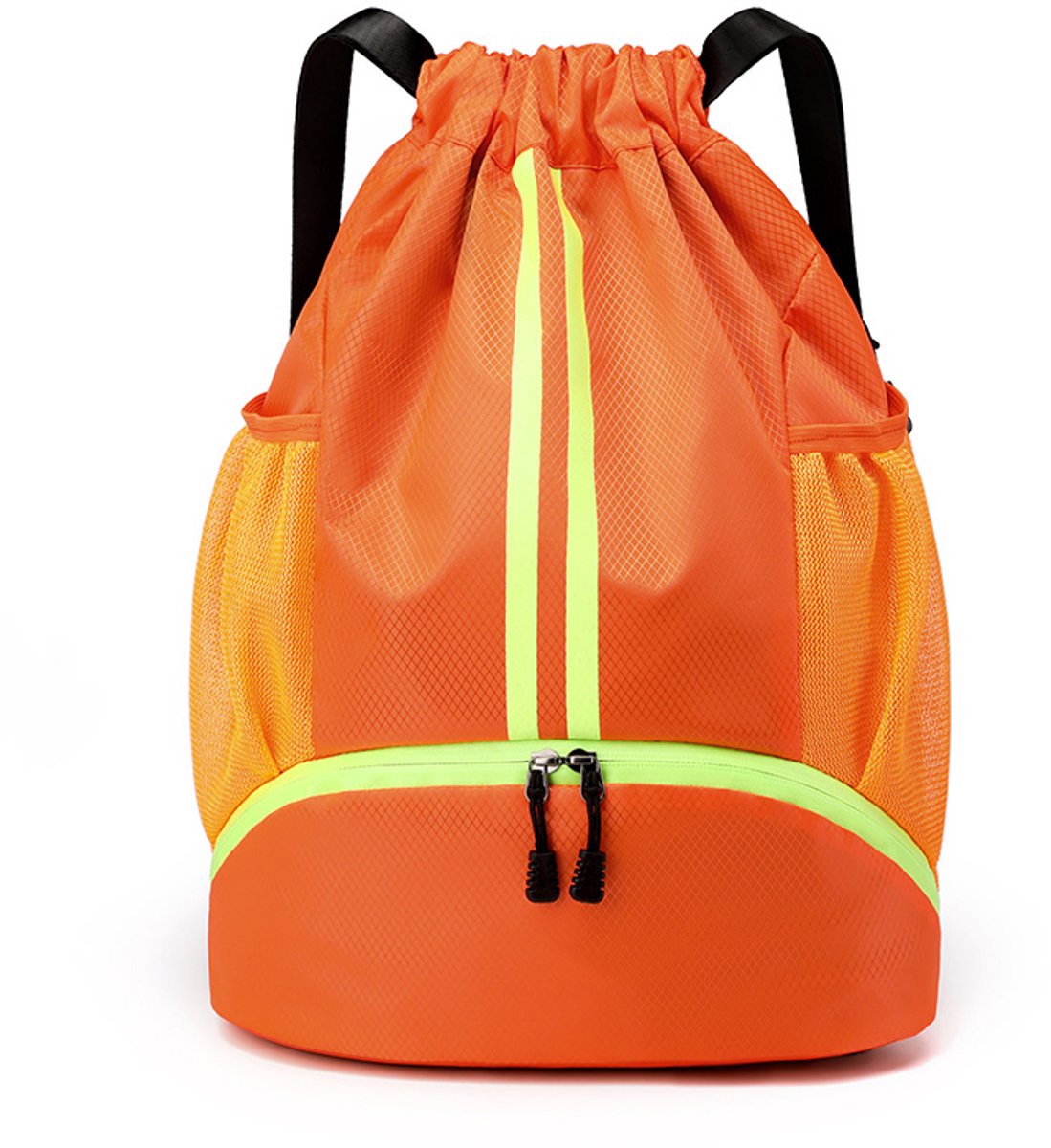 Zwemtas met Trekkoord - Sporttas Gymtas - Zwemmen en Sport - Apart Schoenenvak - 47 x 32 cm - oranje