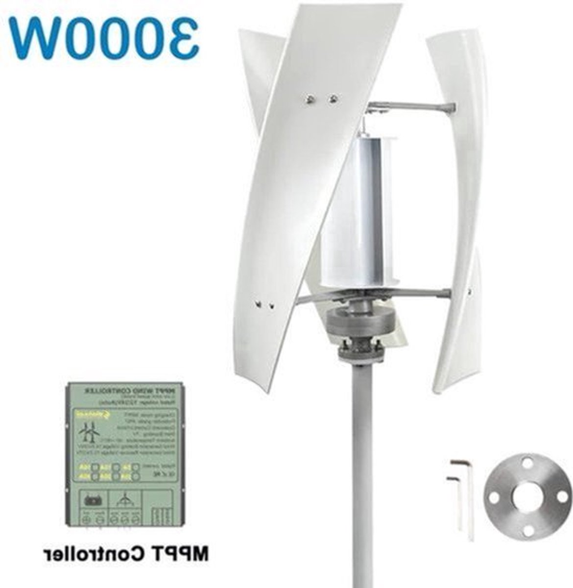 Verticale Windturbine – Windmolen – Windgenerator – Dynamo – Windenergie Generator – 12V Met MPPT Controller – 3000W Vermogen – Stil En Compact Design