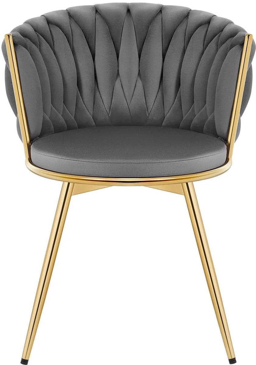 Klarven Eetkamerstoel Fluweel Donkergrijs - Eetkamerstoelen - Eetkamerstoelen Set van 2 - Eetkamerstoelen Draaibaar - Zacht Gestoffeerd, 360 Graden Draaibaar, Ergonomisch - Belastbaar tot 150 kg - B59,5xd60,5xh78cm