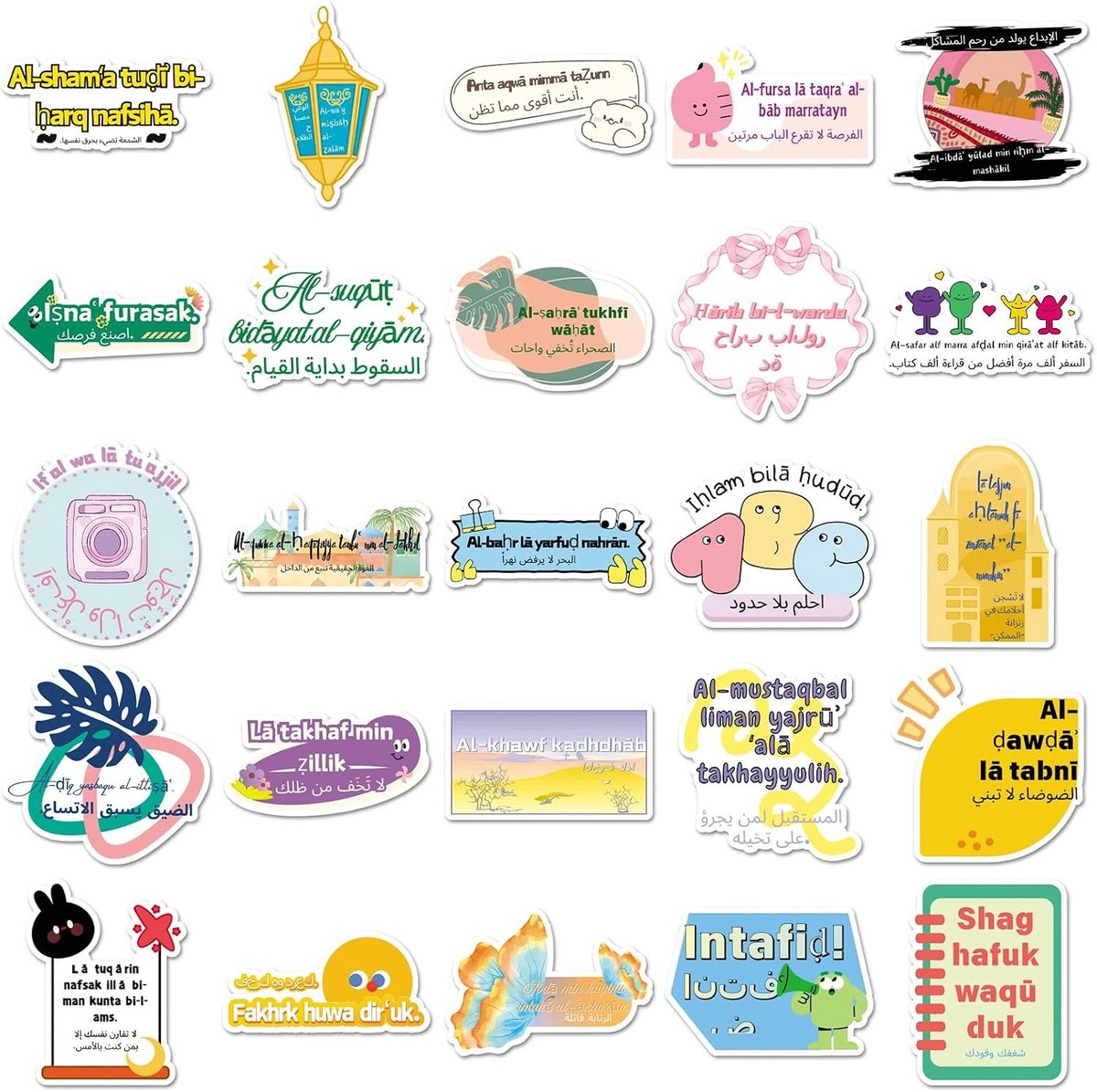 50 Stuks Waterdichte Vinyl Stickers voor Skateboards, Fietsen en Laptops met Latijnse Teksten
