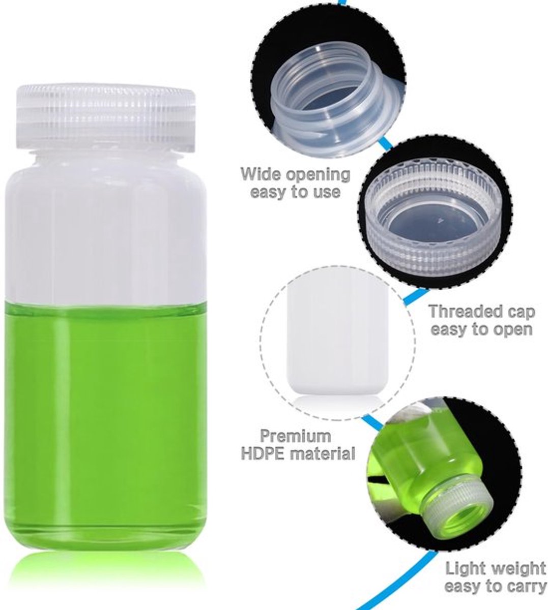 VT Goods - Laboratoriumfles - Plastic flessen - 125 ml - Lekvrij - Geschikt voor