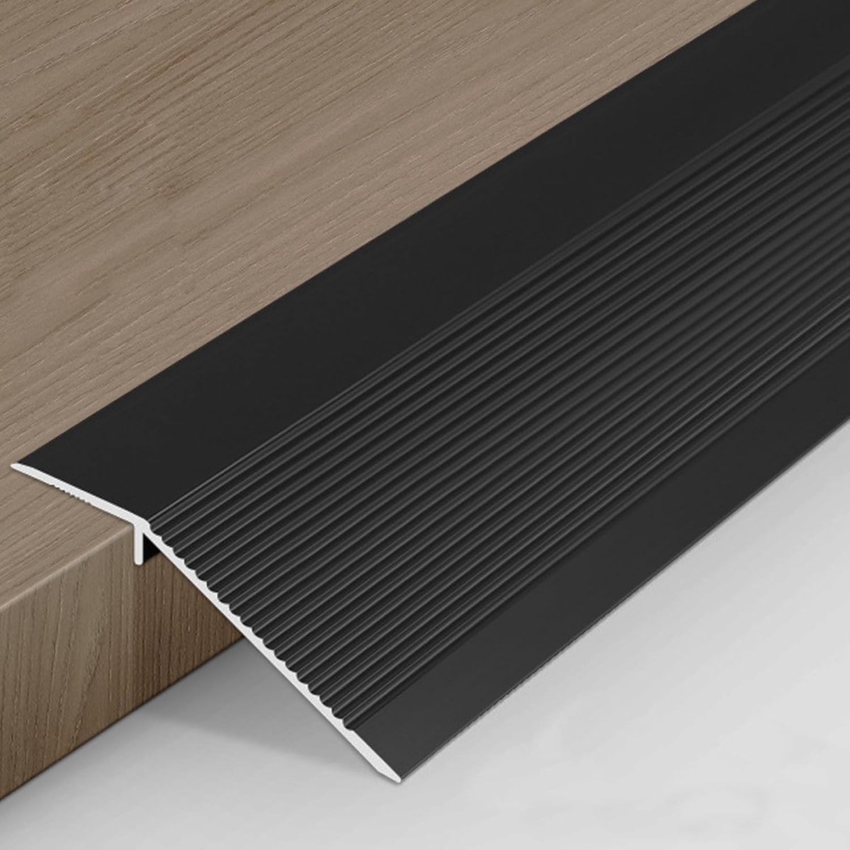 Zelfklevend Aluminium Overgangsprofiel 3 ft x 10 cm voor Drempel en Hoogtecompensatie 10-35mm - Matt Zwart, Ideaal voor Deuren en Vloeren