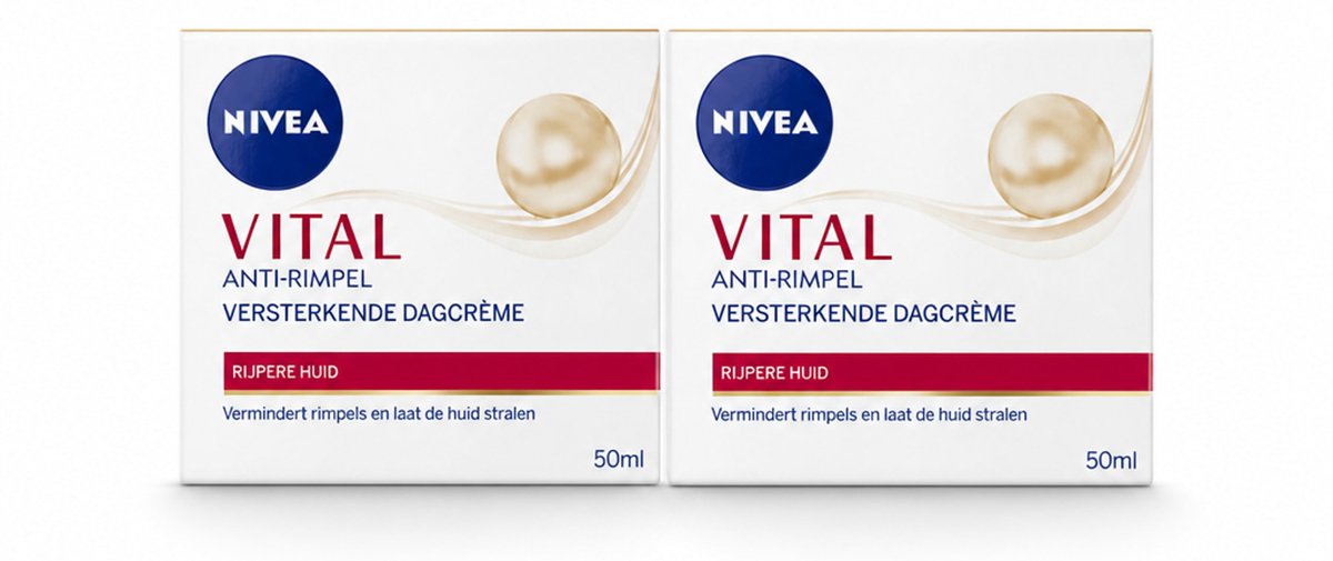 2 x NIVEA - VITAL Dagcrème - Anti-Rimpel Gezichtscrème - Versterkend - 50 ml - Bulkverpakking - 2 stuks