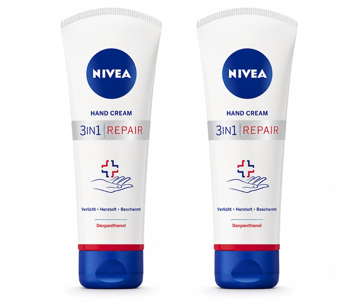 2 x NIVEA - Handcrème - 3-in-1 Herstel - Verlicht - Herstelt - Beschermt - 100 ml - Bulkverpakking - 2 stuks