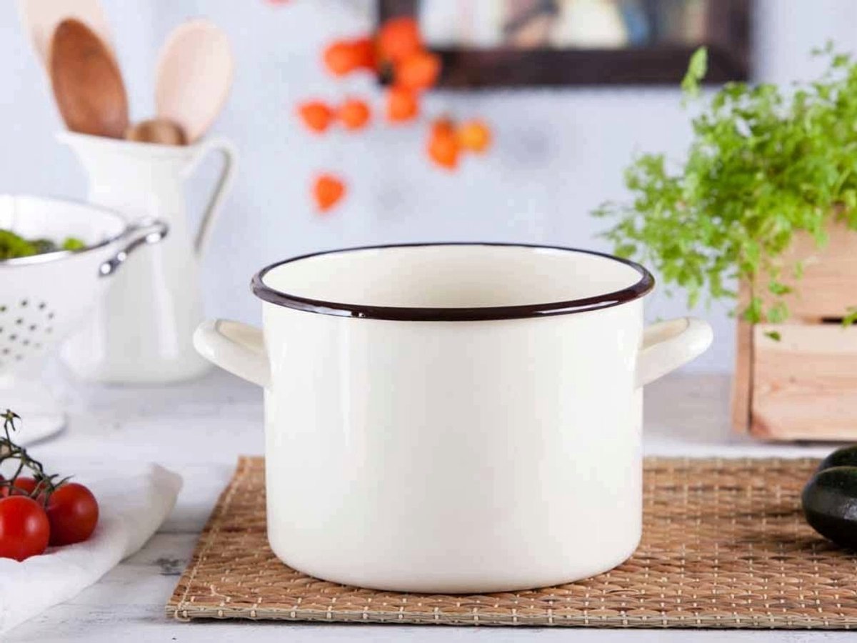 Silesia Emaille Pan 4,4L - Crème - Inductie & Gas - 20cm