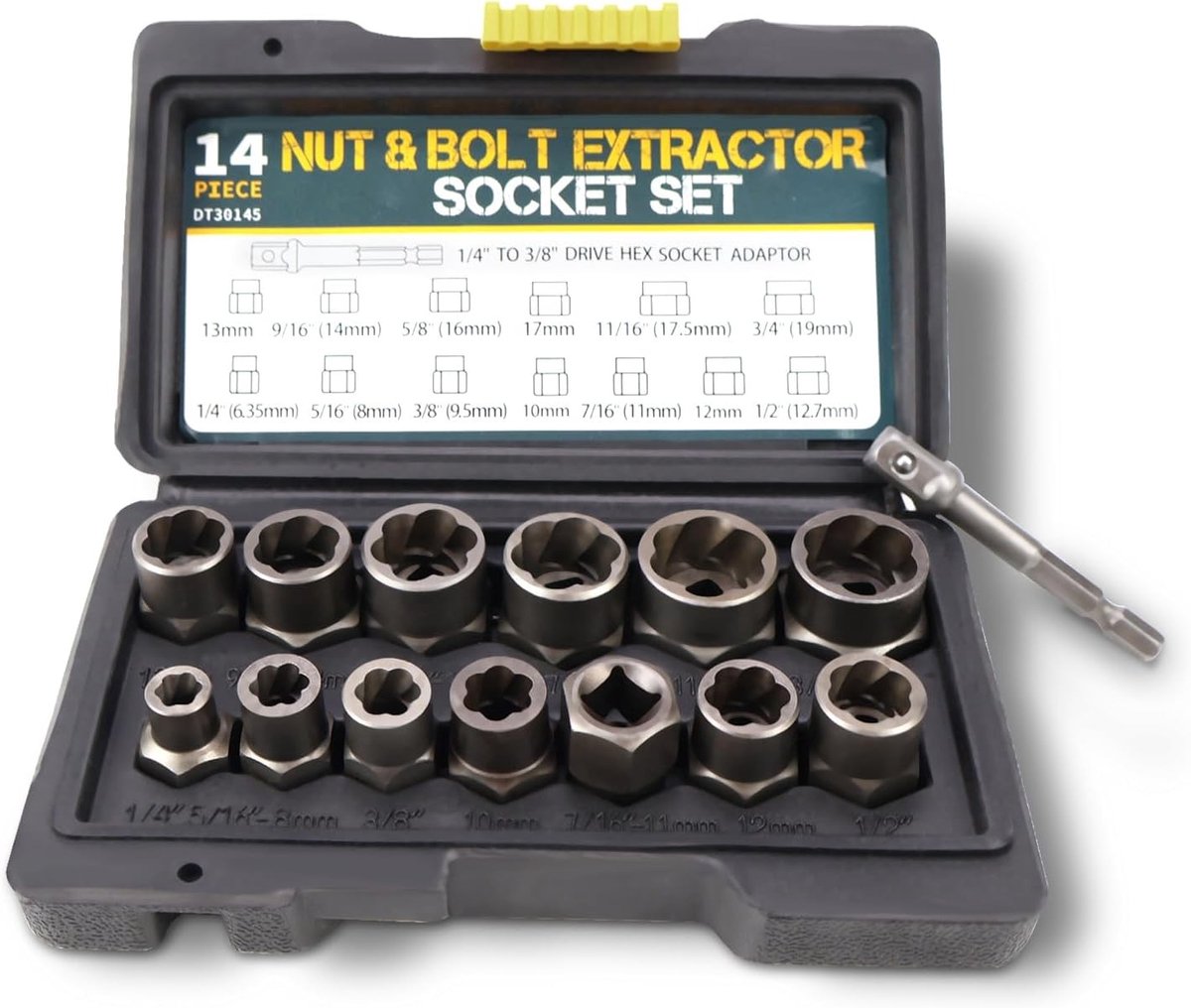 Complete Schroevendraaierset met 14 Stukken, Inclusief Hex Adapter en Schroefoverhaalset voor Gemakkelijk Schroeven en Moeren Verwijderen