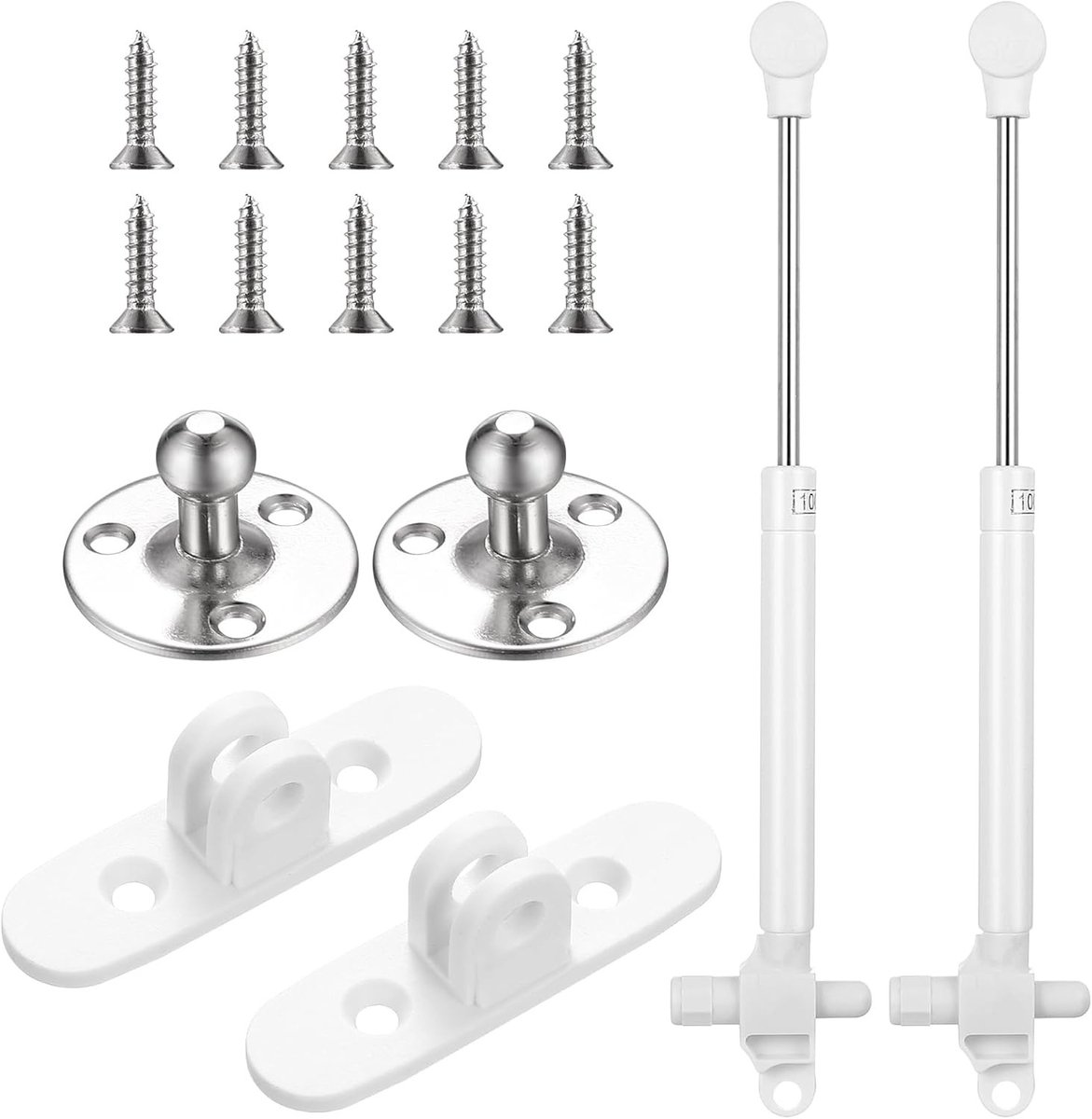 Gasdrukdemper voor Keukendeuren, 100 N/10 kg, Gasveer, Schokdemper voor Keukenkastdeuren, Set van 2, Ideaal voor Soft-Close Mechanisme en Geluidsreductie