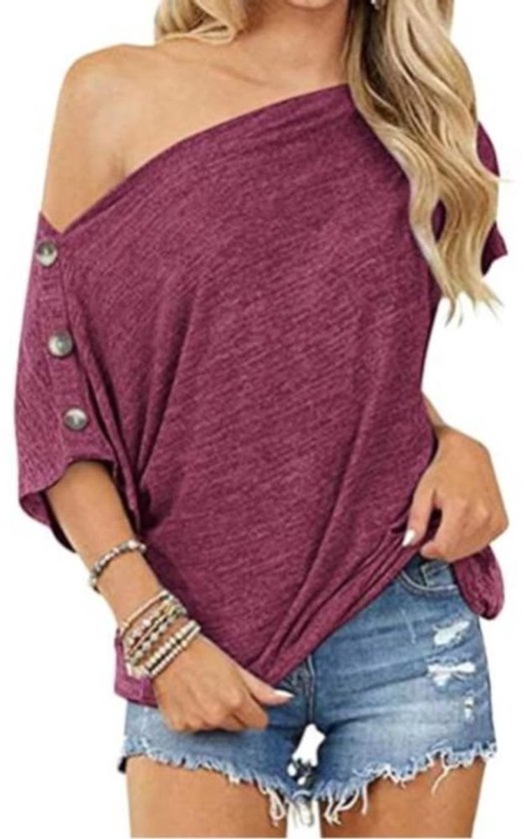 Dailygoods- Zomer T-shirt Dames – XXL – Comfortabel materiaal Paars