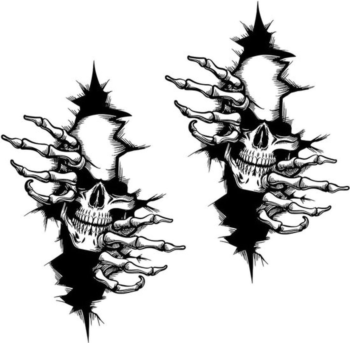 Inovra Plus - 2 stuks doodskop autostickers voor auto, laptop, bumper - trendy