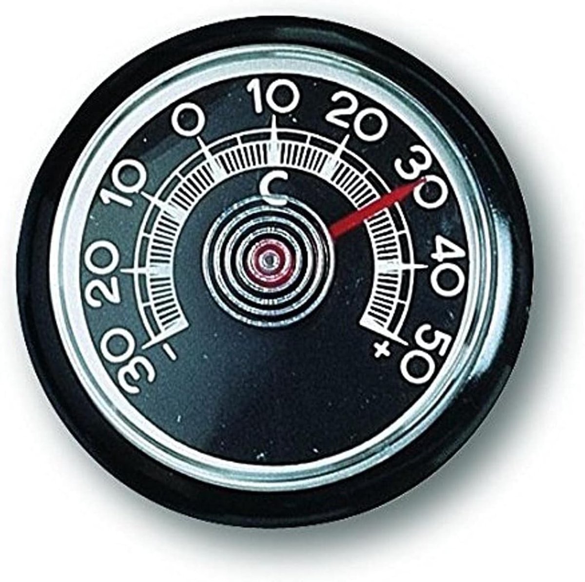 Aanlegthermometer - Zwart - Ø 46 x 9 mm - Kunststof Thermometer met Kleefbevestiging - Voor Temperatuurmeting