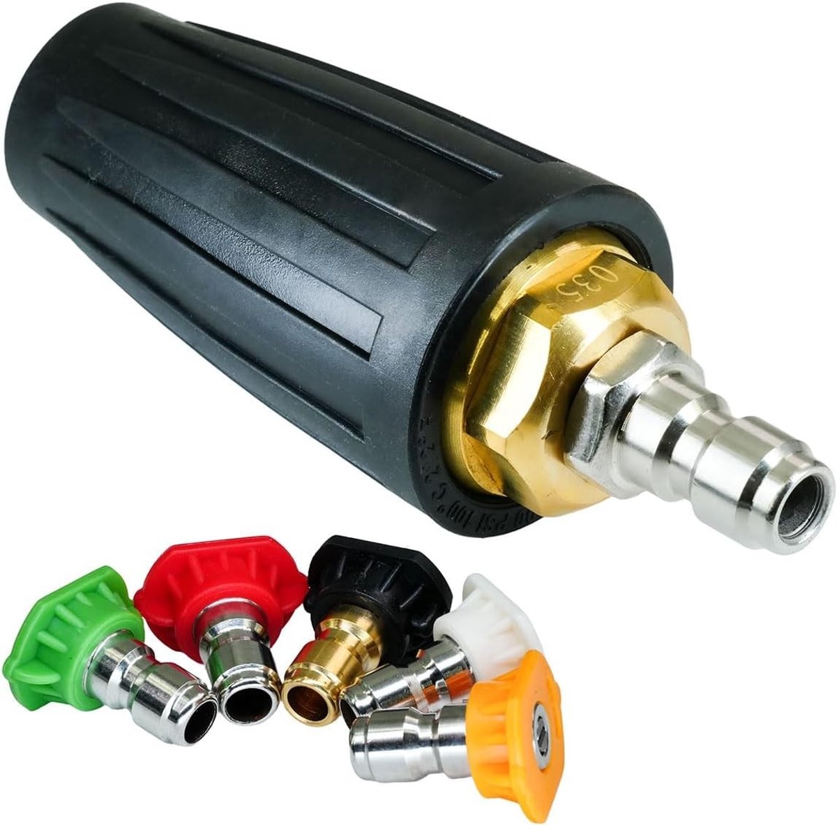 Rotary Turbo Nozzle Set van 5 voor Hogedrukreiniger, 1/4 Inch Aansluiting, 4000 PSI, Effectieve Reiniging en Verstelbare Stralen