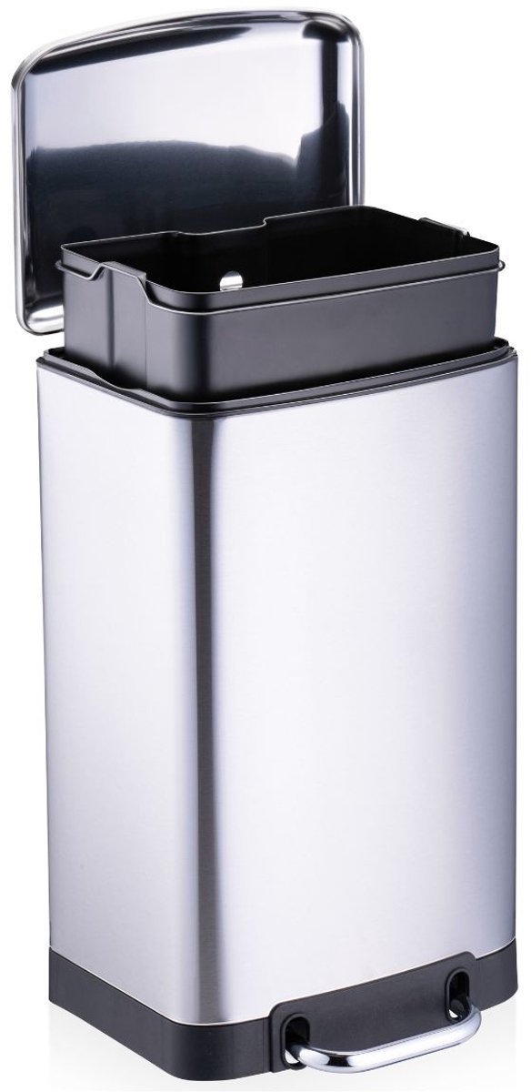 Dirt Devil Pedaalemmer 20L met Soft-Close Deksel - RVS Prullenbak met Pedaal - Uitneembare Binnenemmer - Geruisloos Sluitend Deksel - Afmetingen 30x29x52,5 cm - Kleur Zilver