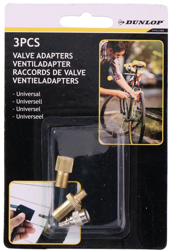 Dunlop 3-delige set ventieladapters fietsventiel adapter AV-DV/DV/FV-AV/FV-DV 3-delige ventieladapter — afbeelding 5