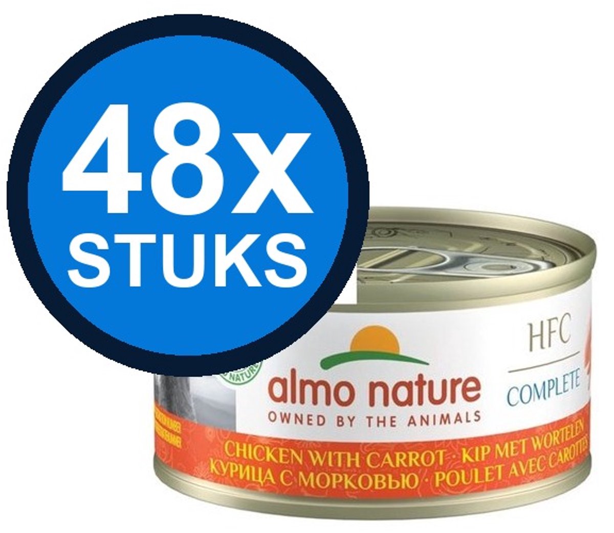 48x Almo Nature HFC - Kattenvoer Natvoer Blik - Complete Graanvrij - Kip & Wortel - 70g