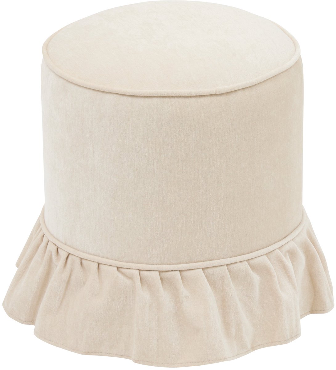 Poef - Zachte Zitpoef - Voetenbank - Hocker - Decoratieve Poef - Max. 110 kg - Ø35.3 x 41 cm - Chenille Ivoor