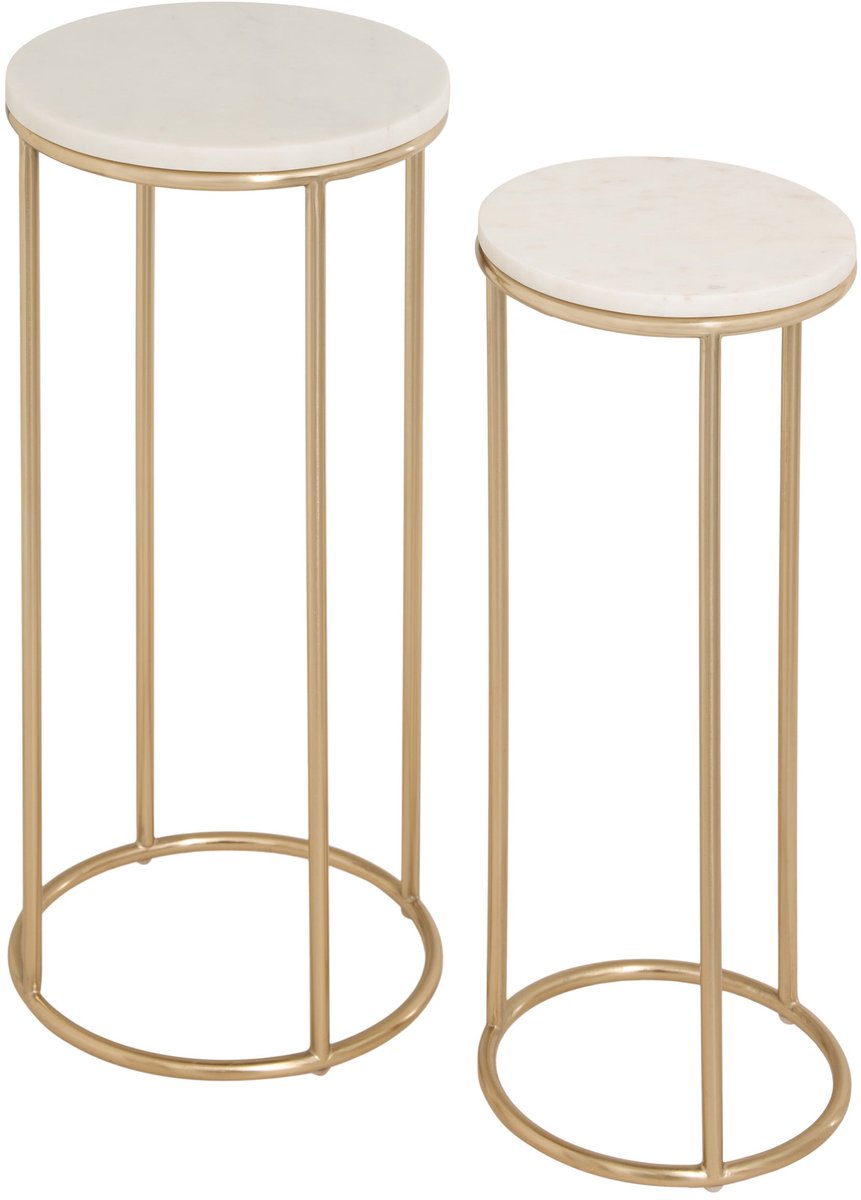 Atmosphera Crush Plantenstandaard - Set van 2 stuks - Ø23x56cm - Goud/Wit
