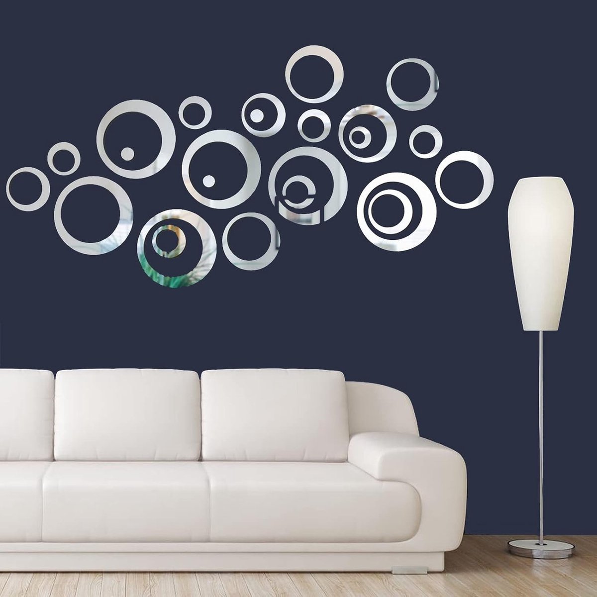 24 Stuks 3D Spiegel Wandstickers - Circulaire Decoratie voor Slaapkamer, Woonkamer en Interieurstyling
