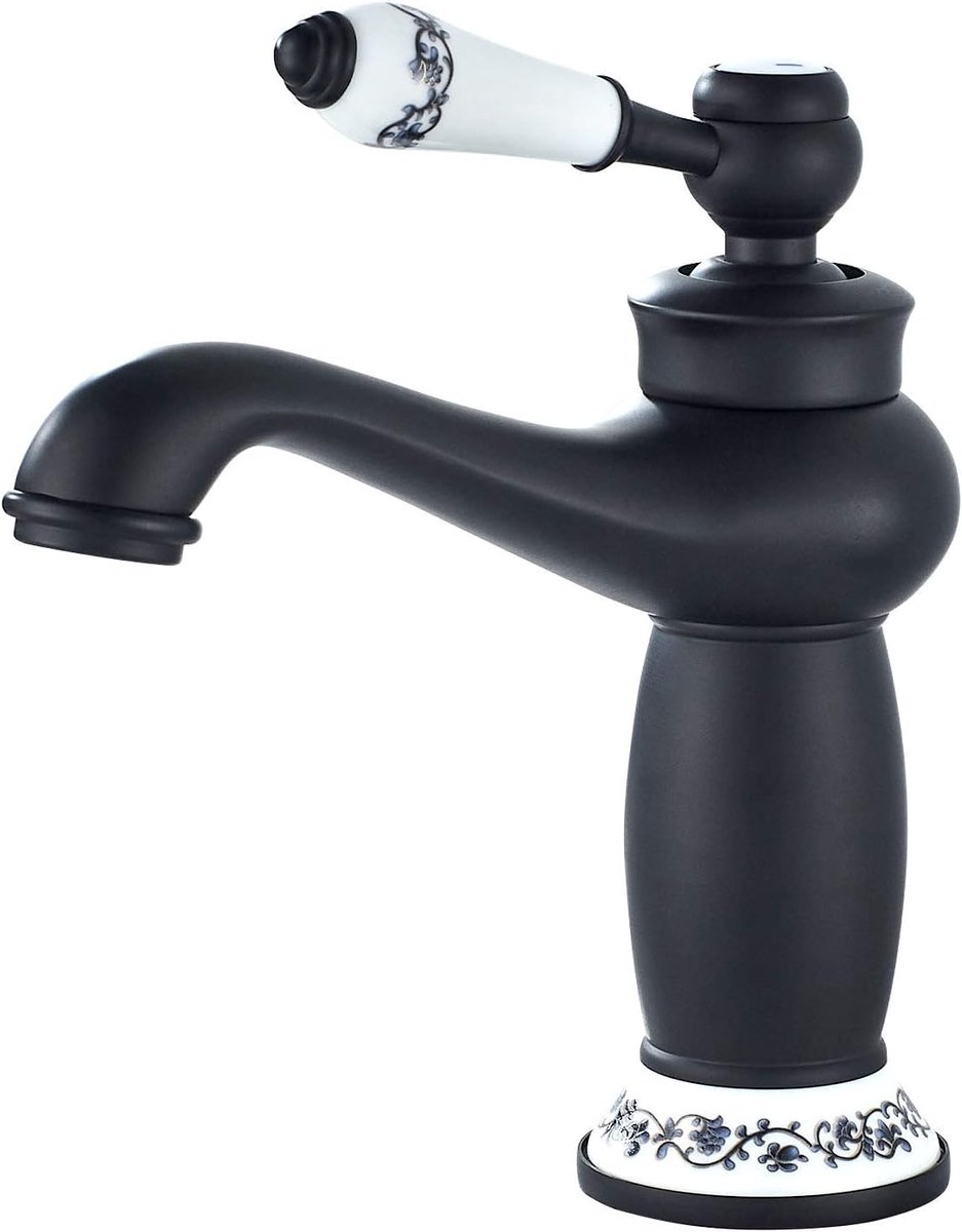 SnelShoppen - Zwarte Mengkraan voor Badkamer - Hoogwaardige Messing Bad Faucet - Duurzaam en Waterbesparend - Perfect voor Wasbak en Bad - Elegant Des