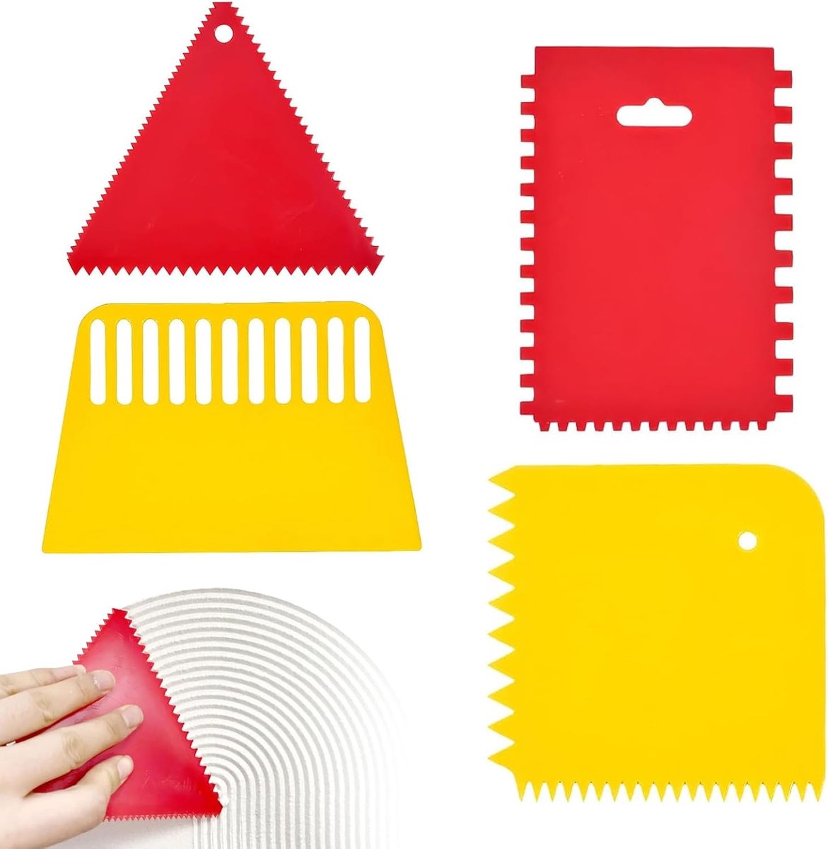 tandtroffelset 4-delig - matte afwerking - voor gelijkmatig aanbrengen van lijm - ShopVlot