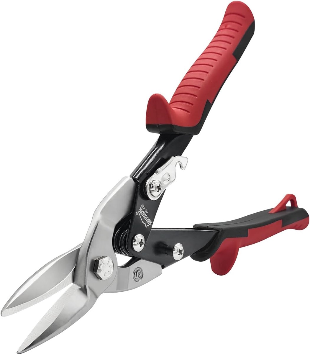 Aviation Cutouts, 25cm Tin Snips, CR-V Steel Sharp Teeth, Heavy Duty Sheet Metal Cutter with Safety Lock and Non-Slip - ShopVlot