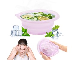 Foldable Silicone Ice Cream Bath Bowl with Integrated Face Ice Cube Holder, Ideal for Home and Travel (Purple) - ShopVlot