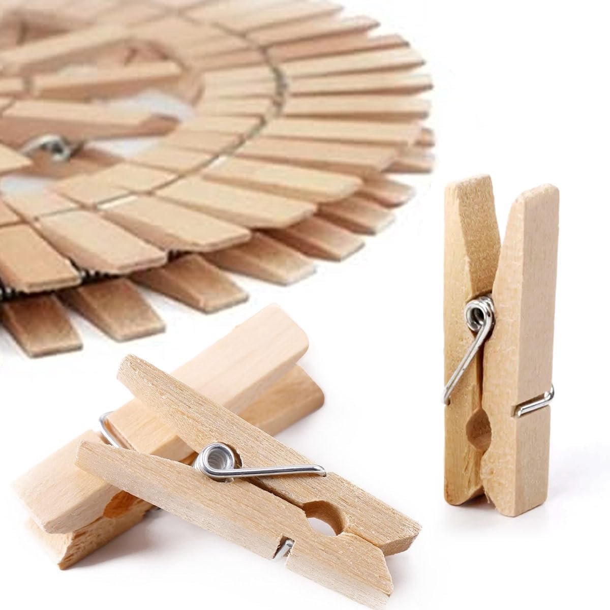SnelShoppen - Houten Knijpers voor Foto Decoratie, Knutselprojecten, 100 Stuks 25mm, Duurzaam en Herbruikbaar, Ideaal voor Feesten, Schoolprojecten en