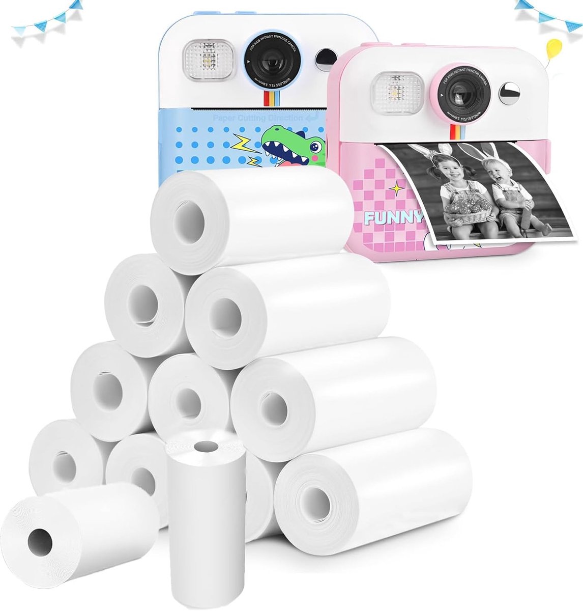 12 Rolls Refill Paper for Kids Camera, Thermal Paper, 57mm x 30mm, BPA Free, White Printing Paper for Instant Cameras - ShopVlot