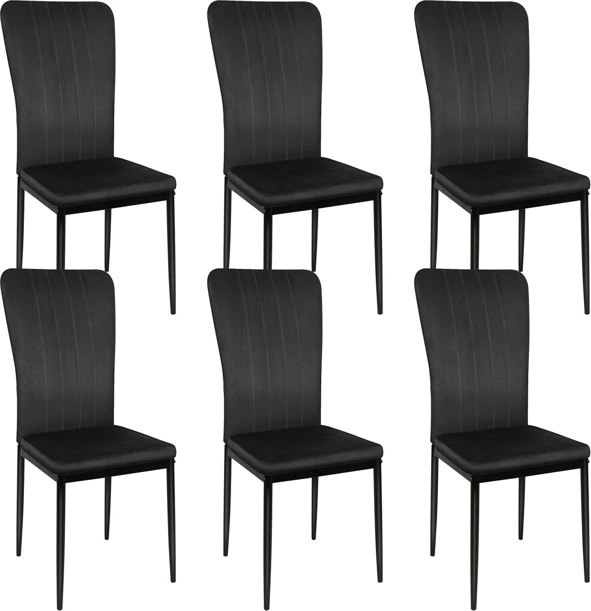 PIPIPOXER Eetkamerstoelen -Set van 6 - Velvet bekleed - Keukenstoel of eetkamerstoel - Zwart