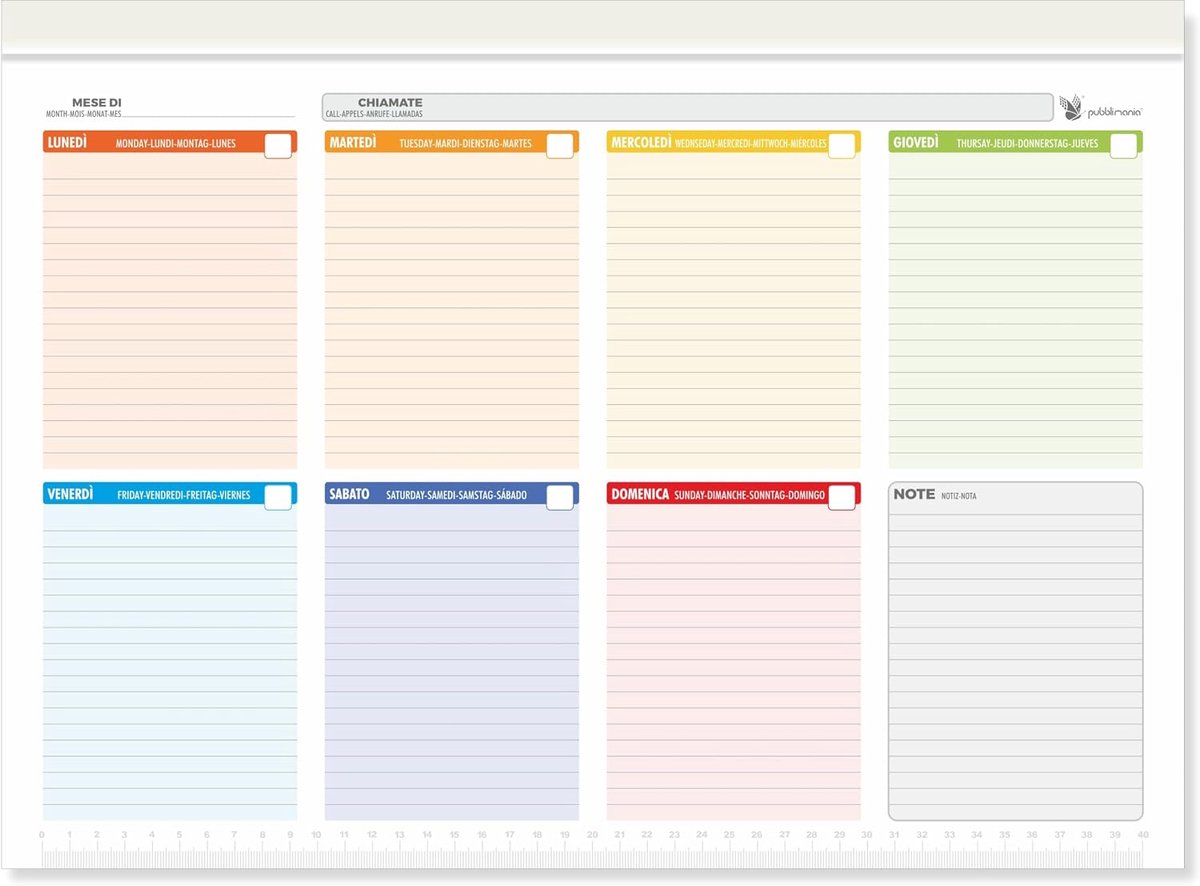 Mini weekplanner bureau 29.5 x 21 cm - compact notitieblok - 52 scheurbladen - ideaal voor afspraken - ShopVlot