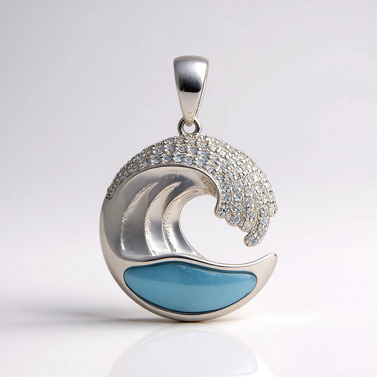 Cavill - Zilveren hanger 925 Sterling Zilver rhodium - Larimar 2,8 ct & 0,4 ct witte topaas - Elegante zomerse sieraden dames