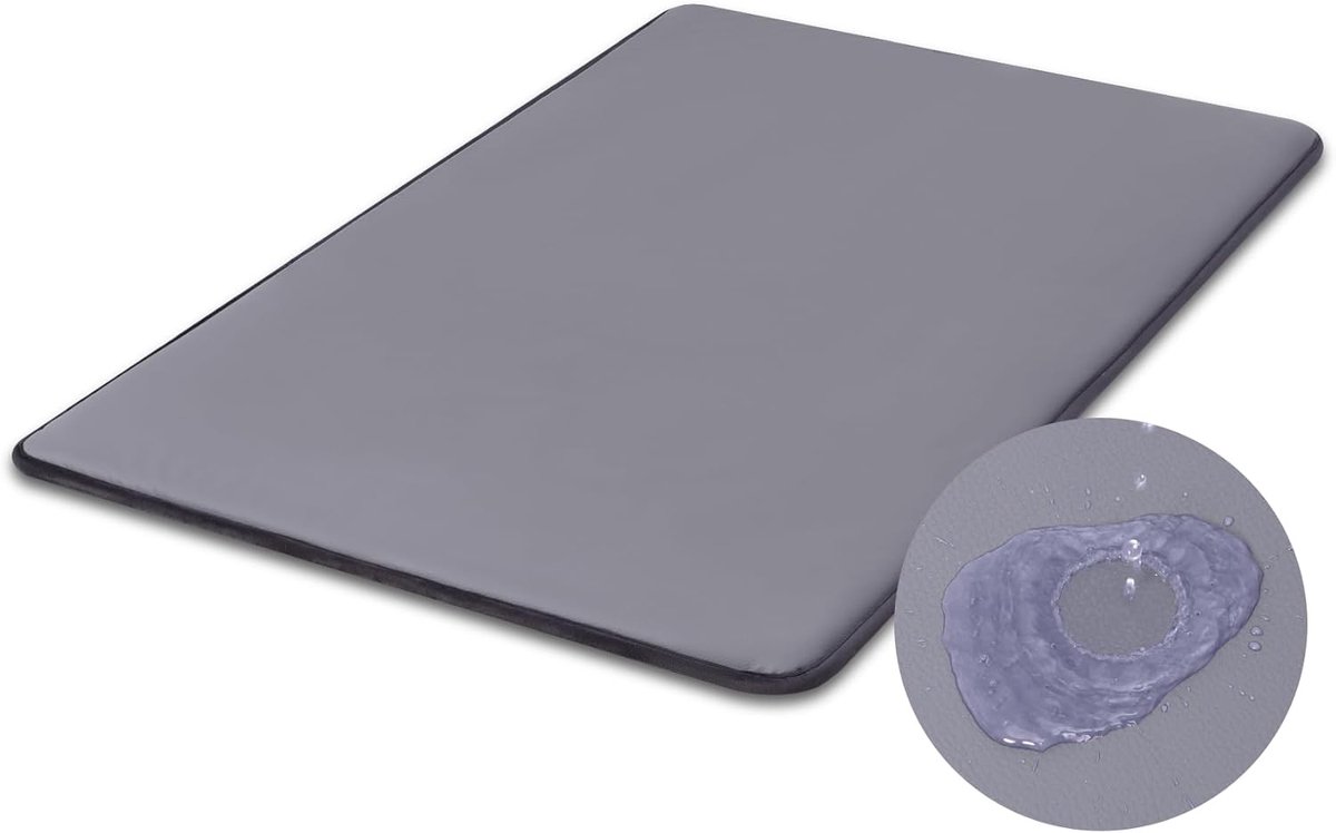 Hondenbed voor grote honden, 105 x 70 cm, wasbaar hondenkussen van kunstleer, behaaglijk, omkeerbare outdoor hondenmat, comfortabele hondenmatras voor binnen en reizen, grijs