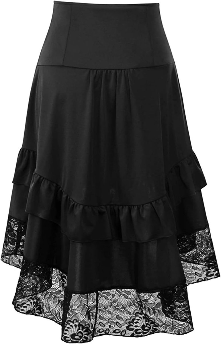 Damesrok met hoge taille, midi, uitlopend, elegant, vloeiend, chic, modieus, comfortabel, zomer, licht, modern, A208