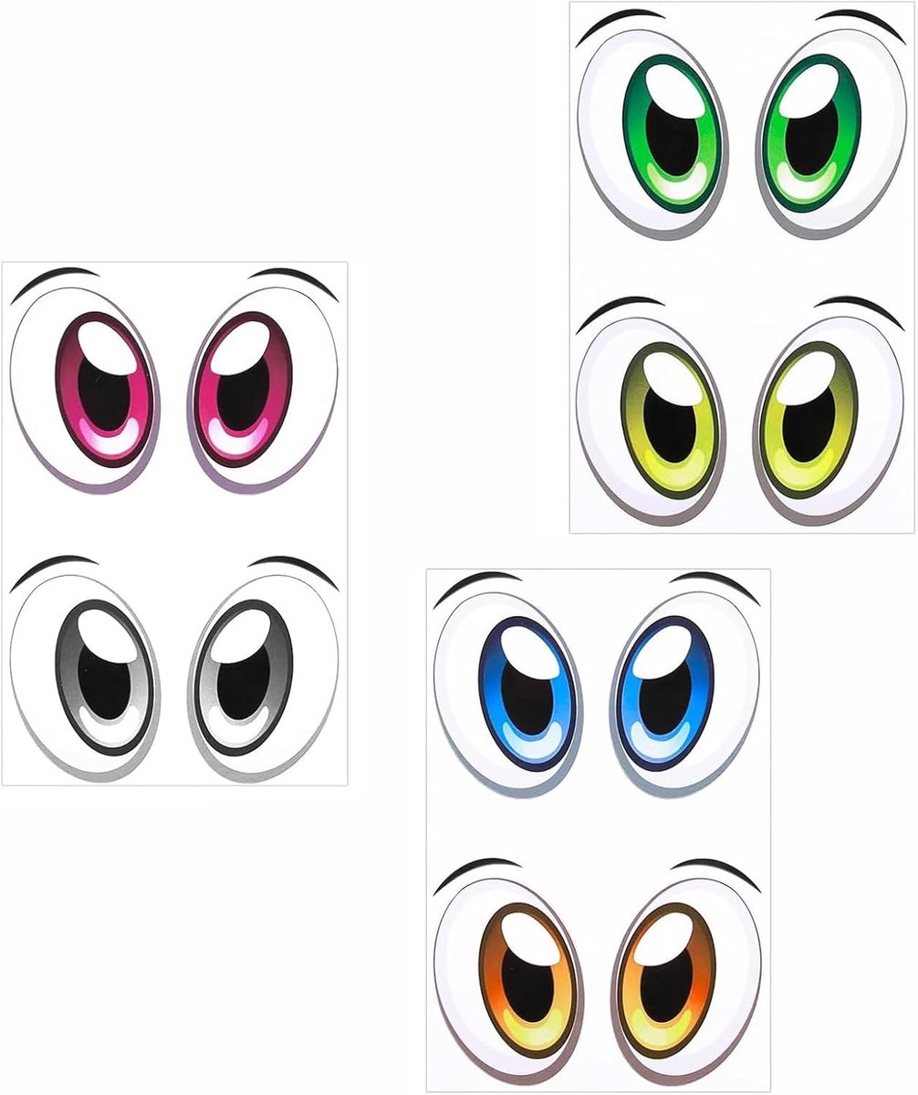 Oogstickers, 3 stuks, voor robotmaaier, waterdicht, grappige stickers voor stofzuiger, robot, grasmaaier