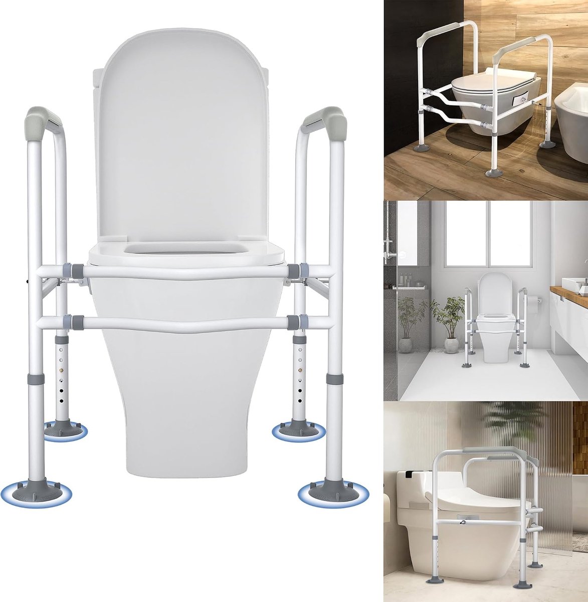 Toiletsteun voor senioren, toiletten, opstahulp, in hoogte verstelbaar, toiletframe met antislip voeten, tot 200 kg, geschikt voor alle toiletmodellen