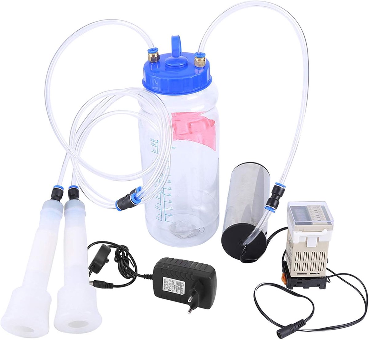 Elektrische melkmachine, 2 liter, draagbare koeienmelkerset met roterende melkkomp, dubbele kop, geit, melkmachine, voor geiten, koeien, boerderijen