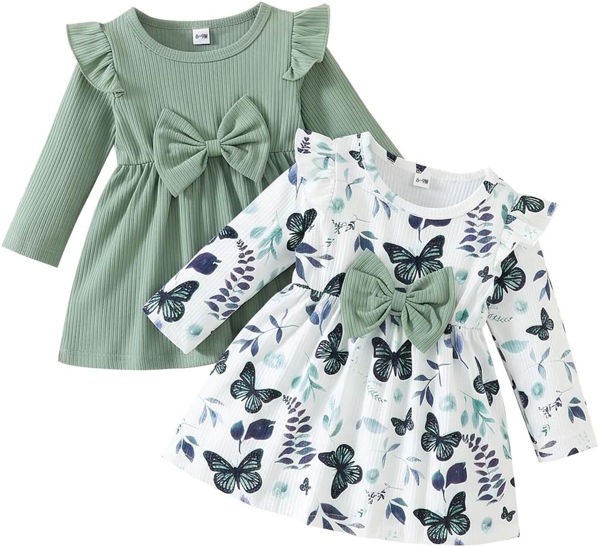 Meisjesjurk met vlinderpatroon, strik, ruches, mouwloos, schattige gestippelde jurk voor meisjes, zomerkleding