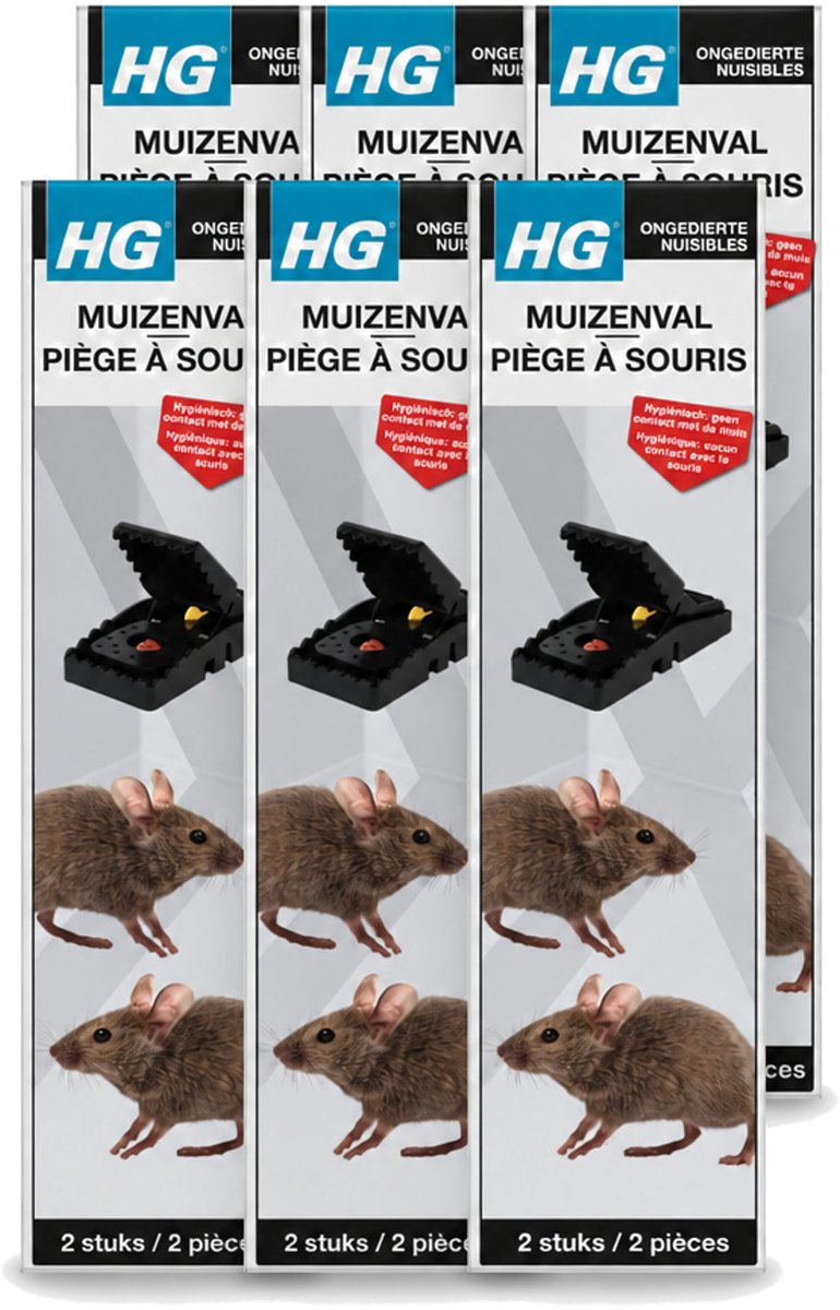 6 x HG X - Muizenval - Zeer Effectief & Hygiënisch - 2 Vallen - Voordeelverpakking - 6 stuks