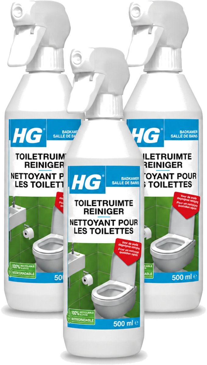 3 x HG - Badkamer - Toiletruimte Reiniger - Snelle Dagelijkse Reiniging - 500 ml - Voordeelverpakking - 3 stuks