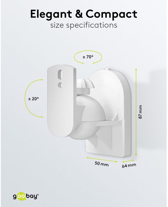 Goobay luidspreker muurbeugel set voor kleine luidsprekers - tot 3,5 kg / wit van Goobay — afbeelding 3