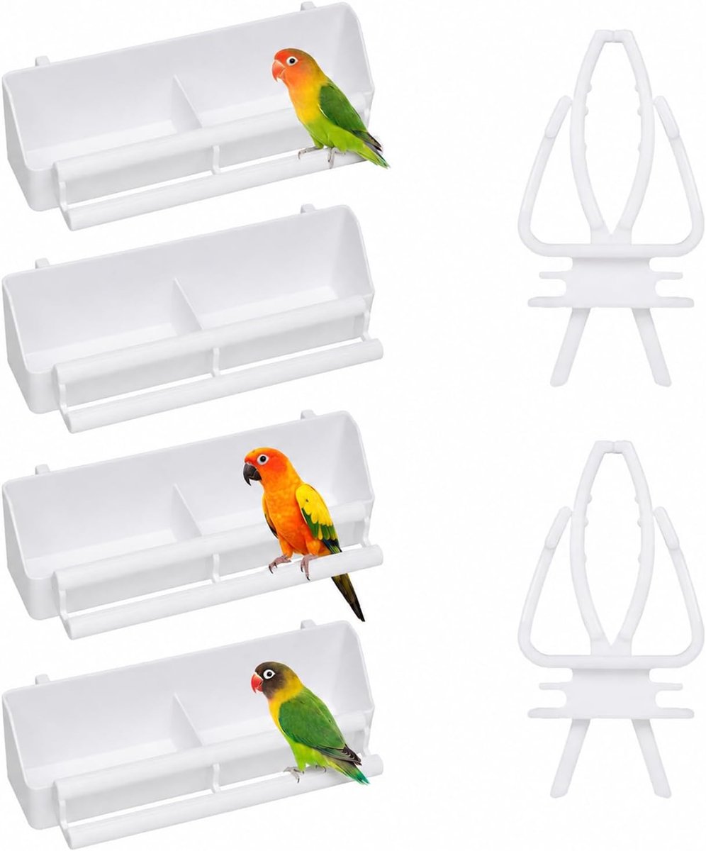 4 stuks vogels kunststof voederbak vogel voederbak voederbak voor vogelkooi ophangingen