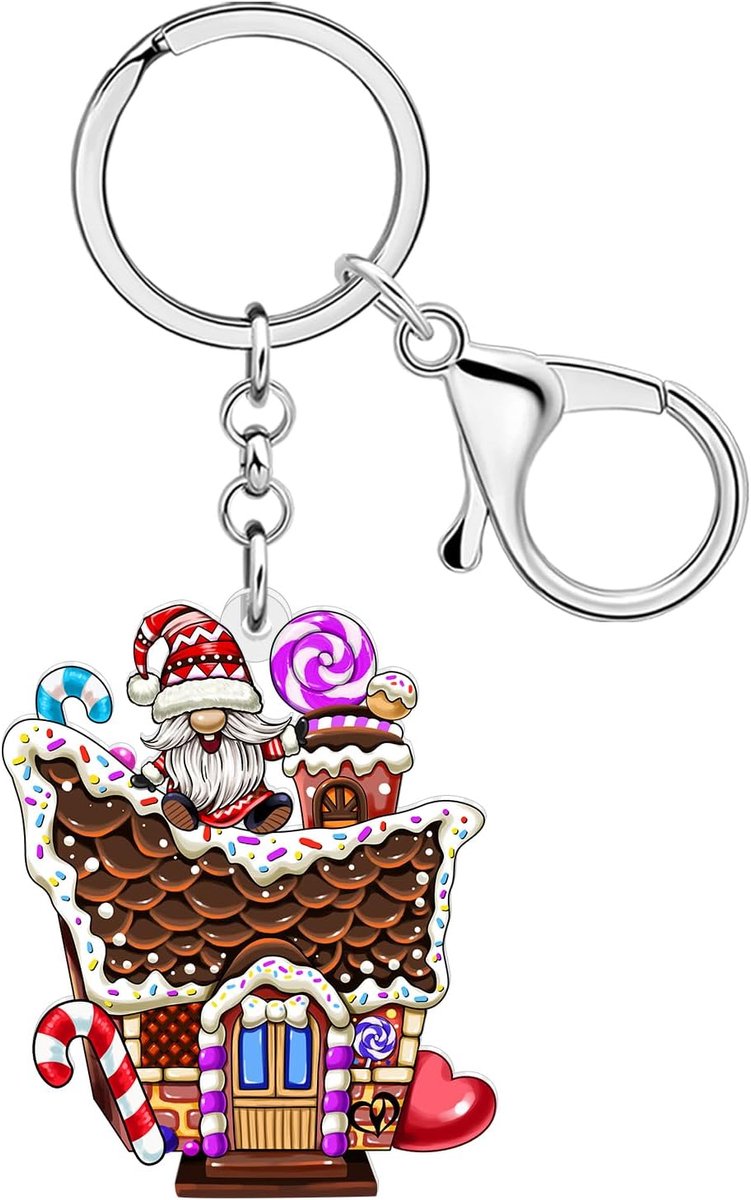 Kerst Peperkoek Huis Sleutelhanger Vakantie Geschenken Voor Vrouwen, Kerst Sleutelhanger Accessoires Xmas Tassen Charms