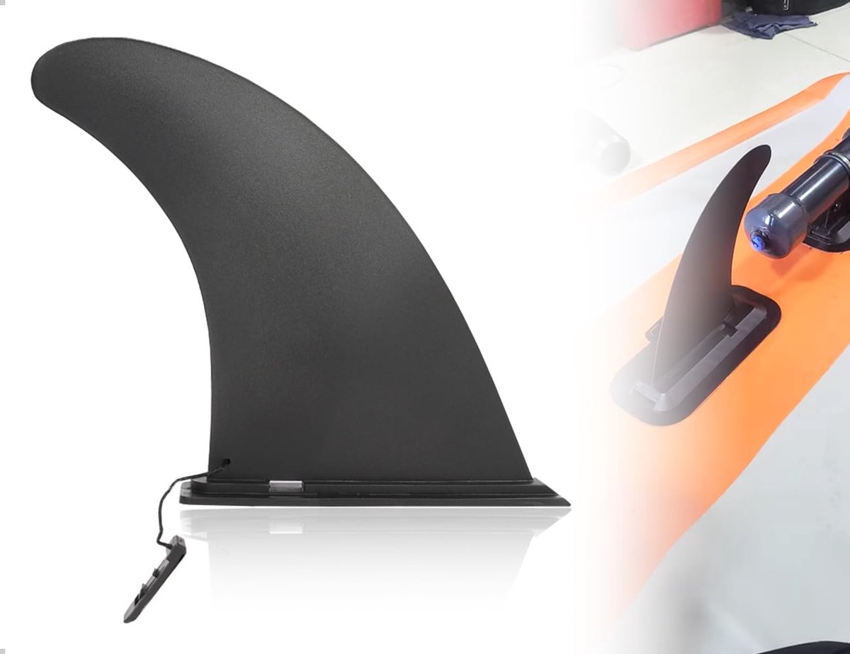 Afneembare vin voor stand-up paddle, glijvin voor surfplank, kunststof, longboard, stand-up paddle, opblaasbare kajak (zwart)