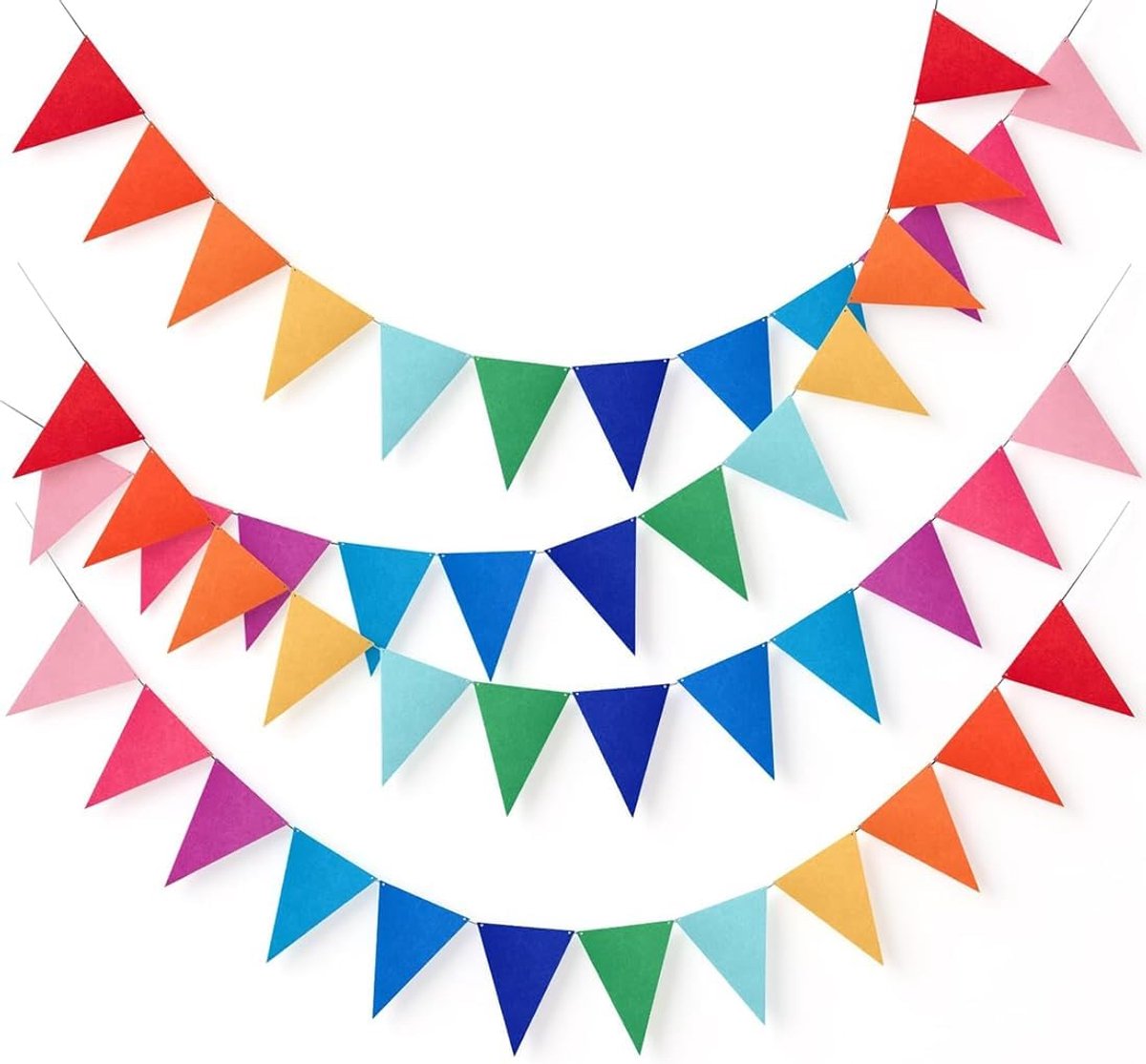4 stuks 4 m vlaggetjesslinger voor kinderkamer en outdoor, kleurrijke slinger van jute, boho-decoratie, antiscivolo, feest, speelhuis, groen-wit, perfect voor verjaardag en tuin