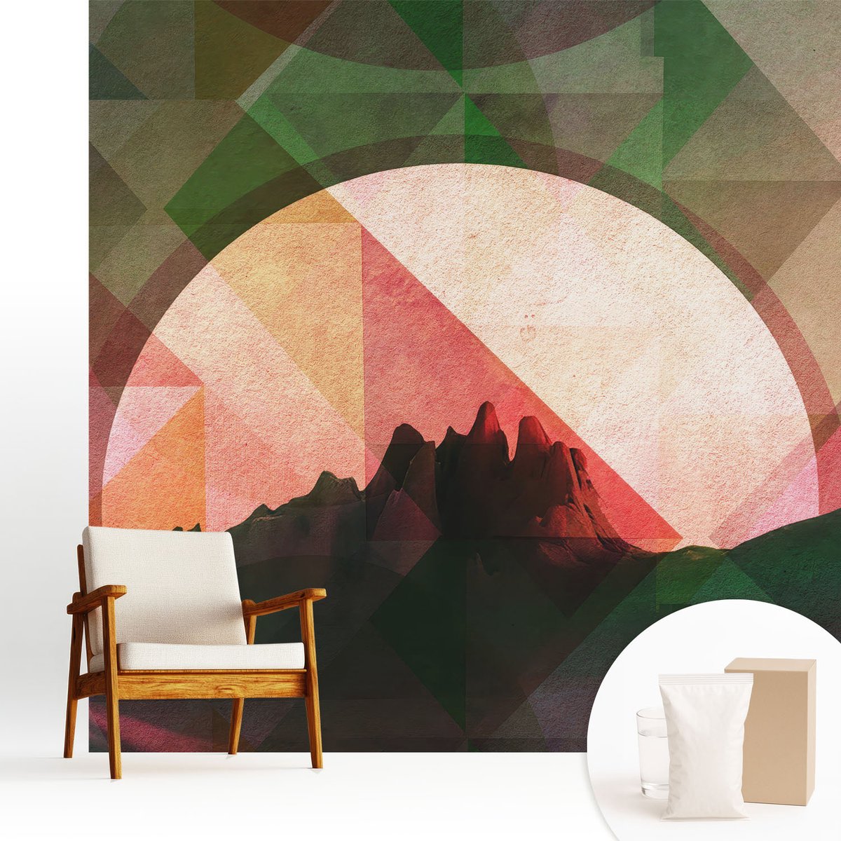 Wallfluent Fotobehang - Groente Vliesbehang - 250x250 cm - Schilderachtige Heuvels Muurschildering - Gang behang Abstractie - Fotobehang Vlies - Slaapkamer behang