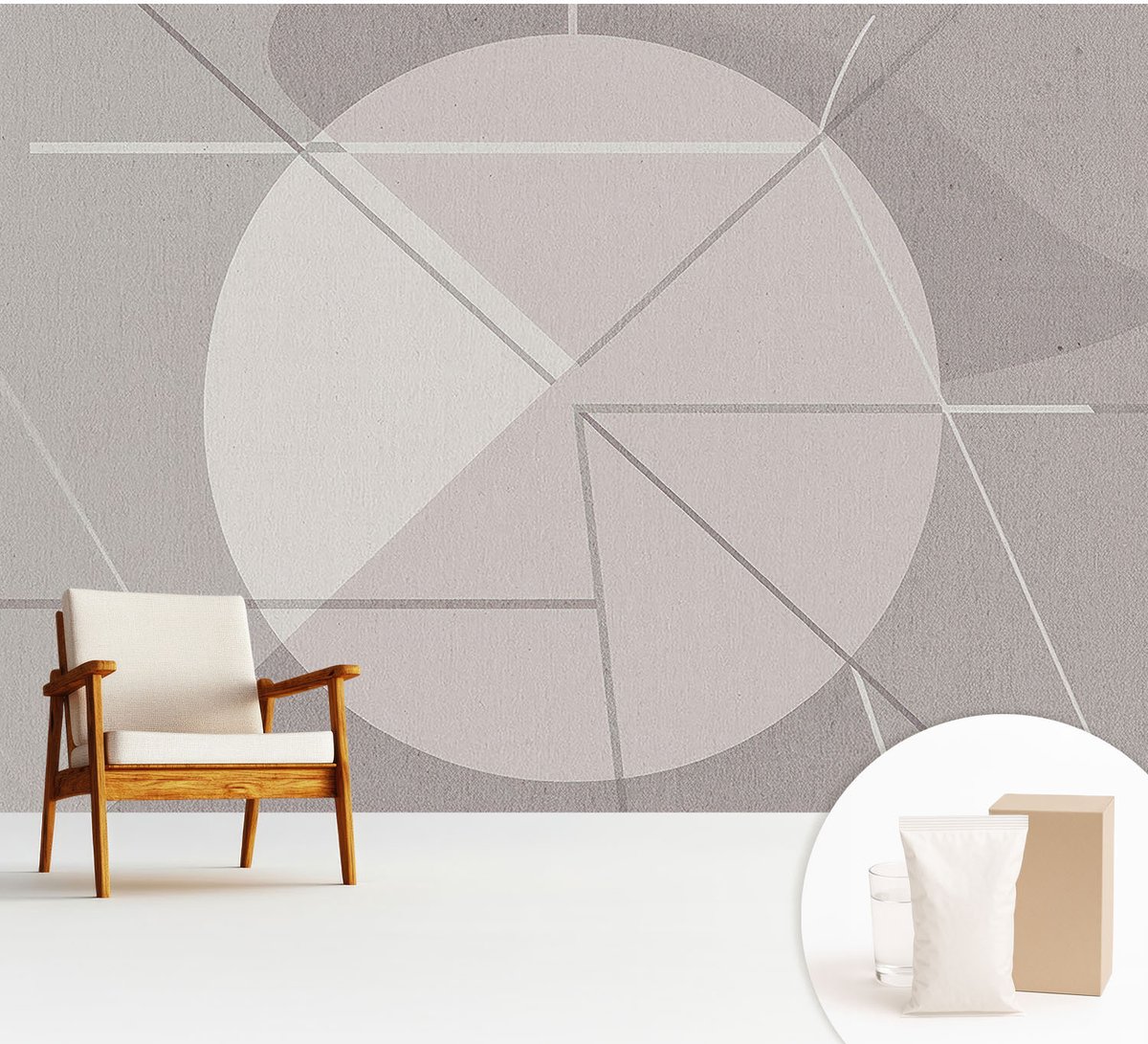 Wallfluent Fotobehang - Grijs Vliesbehang - 312x219 cm - Abstracte Geometrie Muurschildering - Gang behang Abstractie - Fotobehang Vlies - Slaapkamer behang