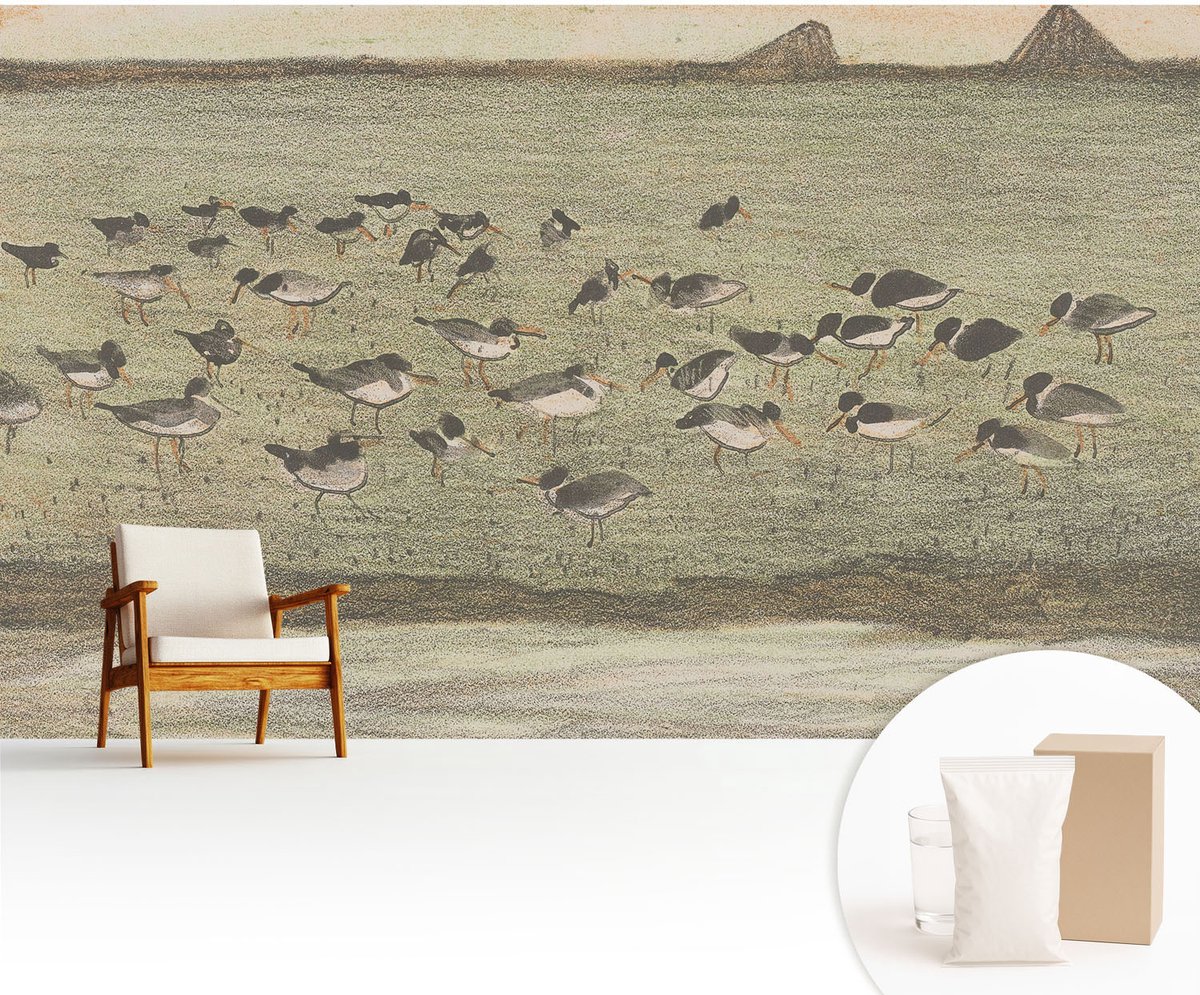 Wallfluent Fotobehang - Groente Vliesbehang - 416x254 cm - Vogels Vrede Muurschildering - Slaapkamer behang Dieren - Fotobehang Vlies - Gang behang