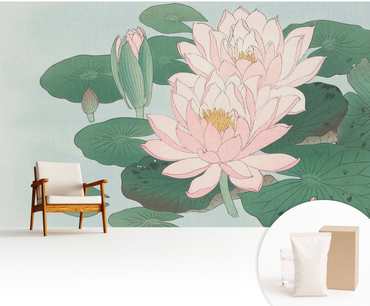 Wallfluent Fotobehang - Groente Vliesbehang - 416x254 cm - Waterlotus Fotobehang Vlies - Woonkamer behang Bloemen En Planten - Muurschildering - Woonkamer behang