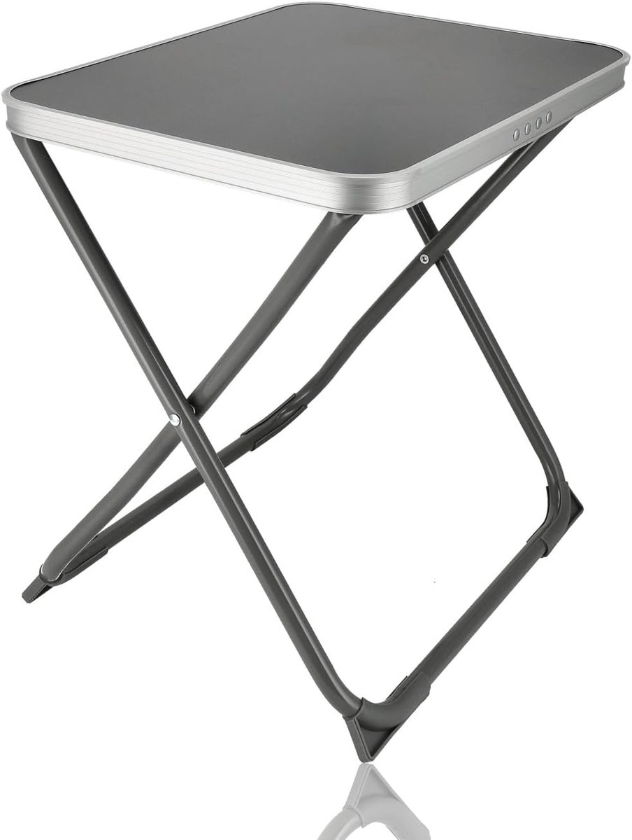 SnelShoppen - Kleine Inklapbare Campingtafel Grijs/Zwart - Opvouwbare Vouwtafel 47,5 x 37,5 cm, Draagvermogen 30 kg voor Balkon, Tuin, Caravan, Feest