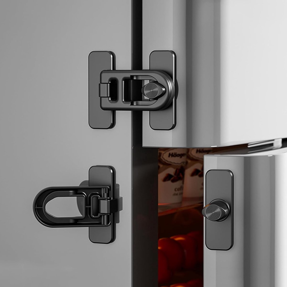 SnelShoppen - Kindveiligheidslock 2 Stuks Koelkast Kast Lock Sterke Lijm Geen Boren Eenvoudige Montage Universeel voor Koelkast, Lades en Kasten, Baby