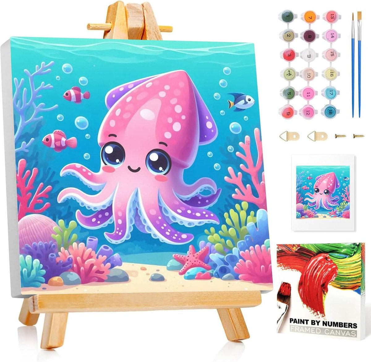 SnelShoppen - Schilderen op Nummer voor Kinderen met Ingelijste Canvas, HD Kleuren, Geschikt voor Jongens en Meisjes van 5 tot 10 Jaar, Creatief Cadea